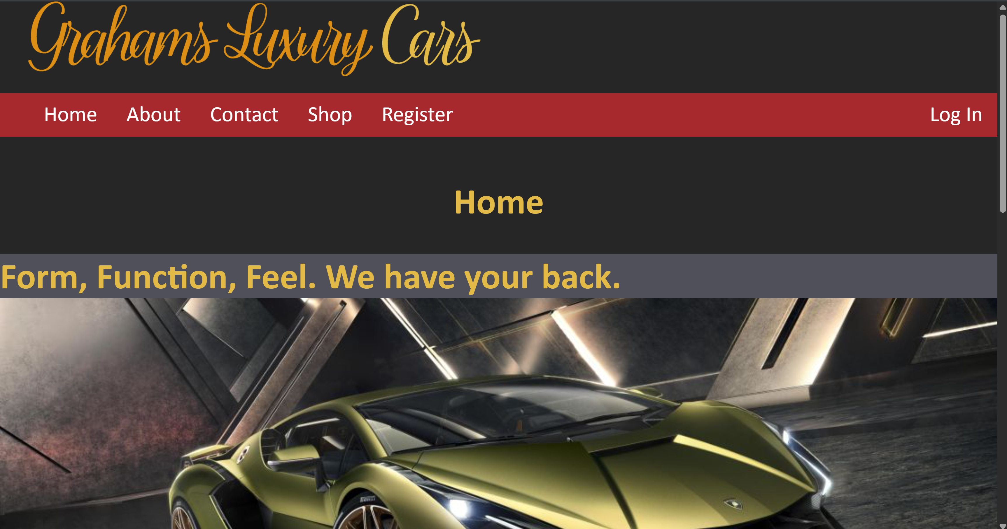 A screenshot of the homepage for my ecommerce project.