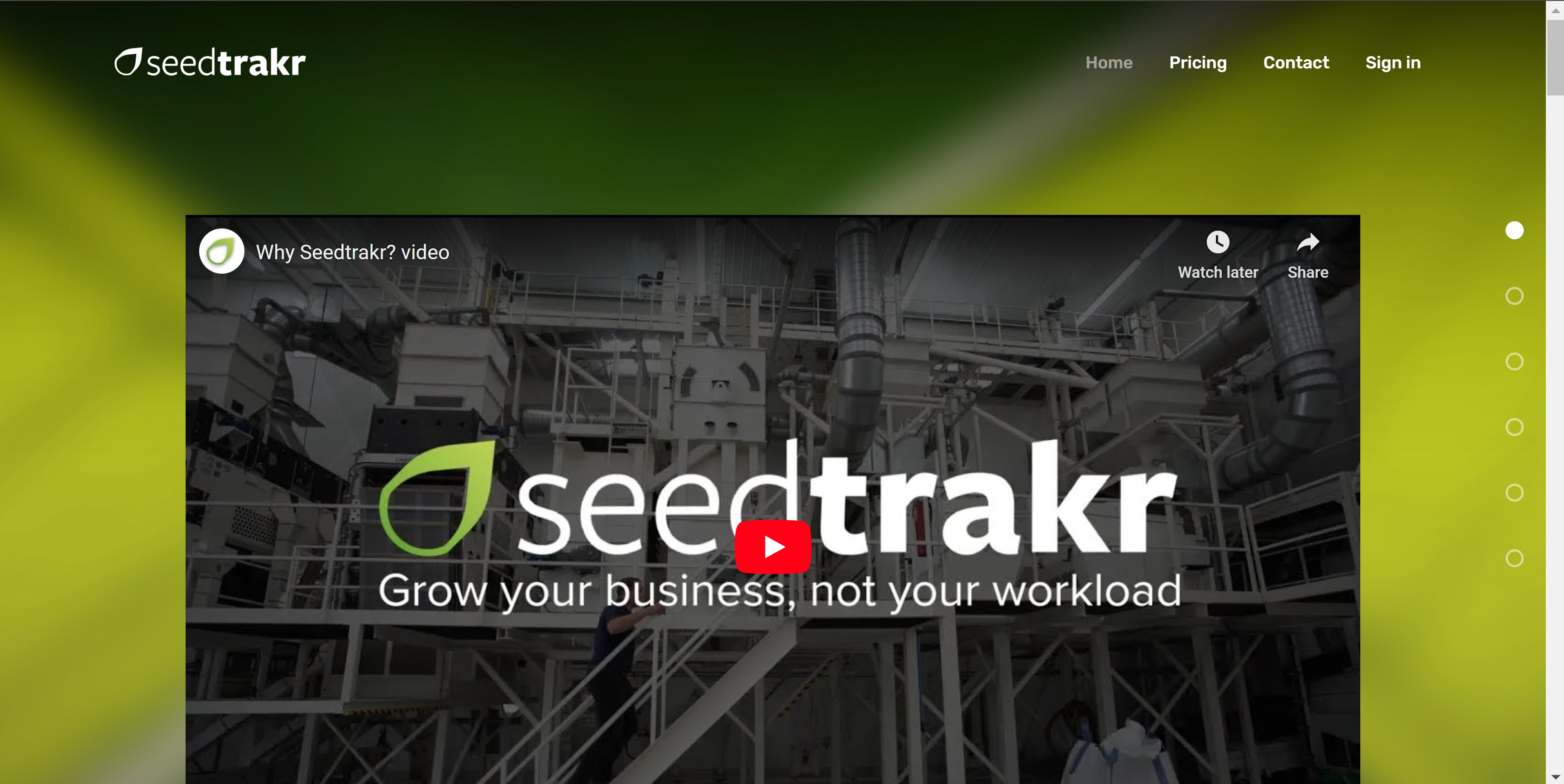 A screenshot of the old seedtrakr homepage before it underwent the redesign.